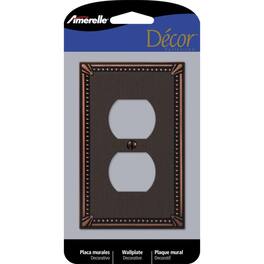 AMERELLE - Imperial Bead Aged 1 gang Die-Cast Metal Duplex Wall Plate 1 pk - Bronze