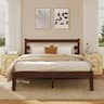 Bestier - Solid Wood Farmhouse Platform Bed Frame with Headboard, No Box Spring Needed, 6.5" Under Bed Storage & Quiet Design - Pine Walnut