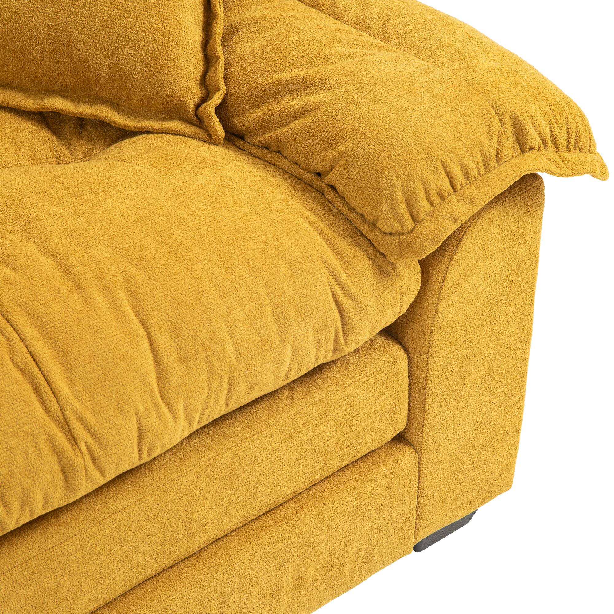 Alt View 6. Tiramisubest - 84"Chenille Sofa,Loveseat Deep Seat Sofa Couch with Pillows & Memory Foam for Living Room,Apartment,Office Lounge-Yellow - Yellow.