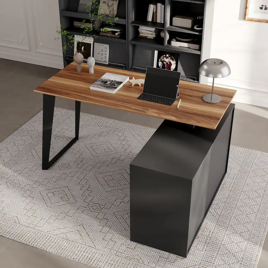 FUFU&GAGA Industrial Reversible L Shaped Desk – A Multifunctional ...