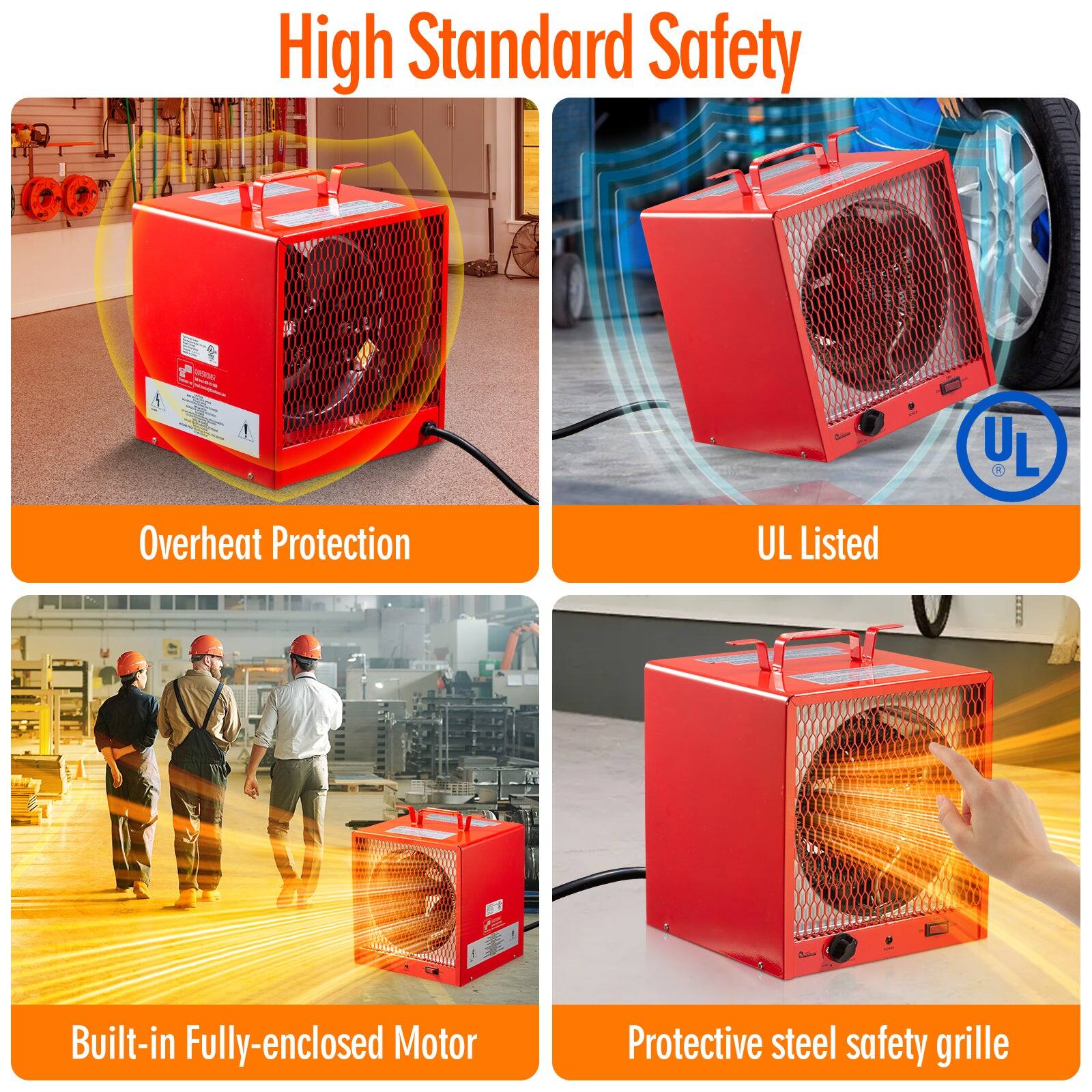 High Standard Safety

- Overheat Protection
- UL Listed
- Built-in Fully-enclosed Motor
- Protective steel safety grille