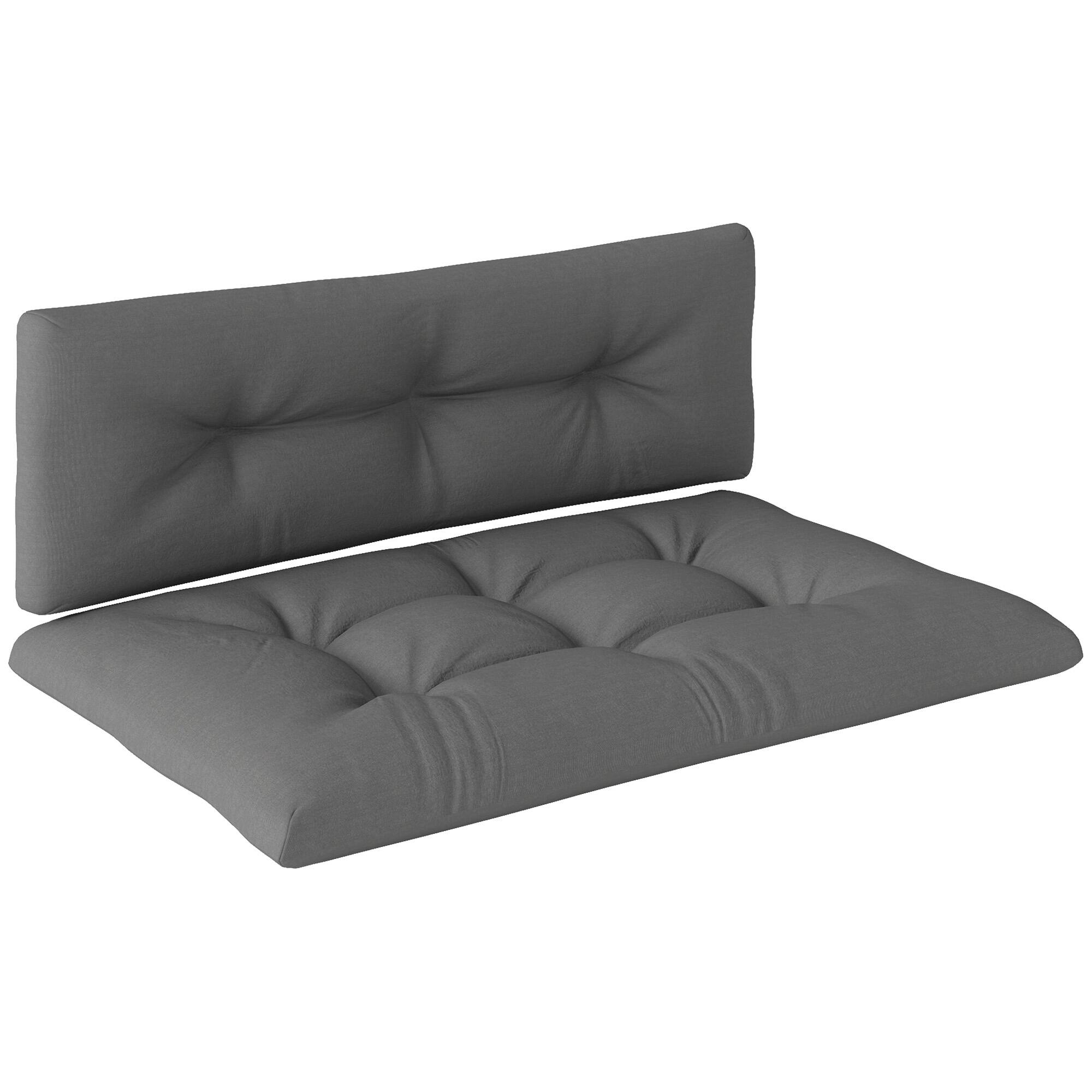 Outsunny - 2 Seater Pallet Cushions Outdoor 3.9" Thick Replacement Cushions - Tufted Design for Garden, Patio - Dark Gray