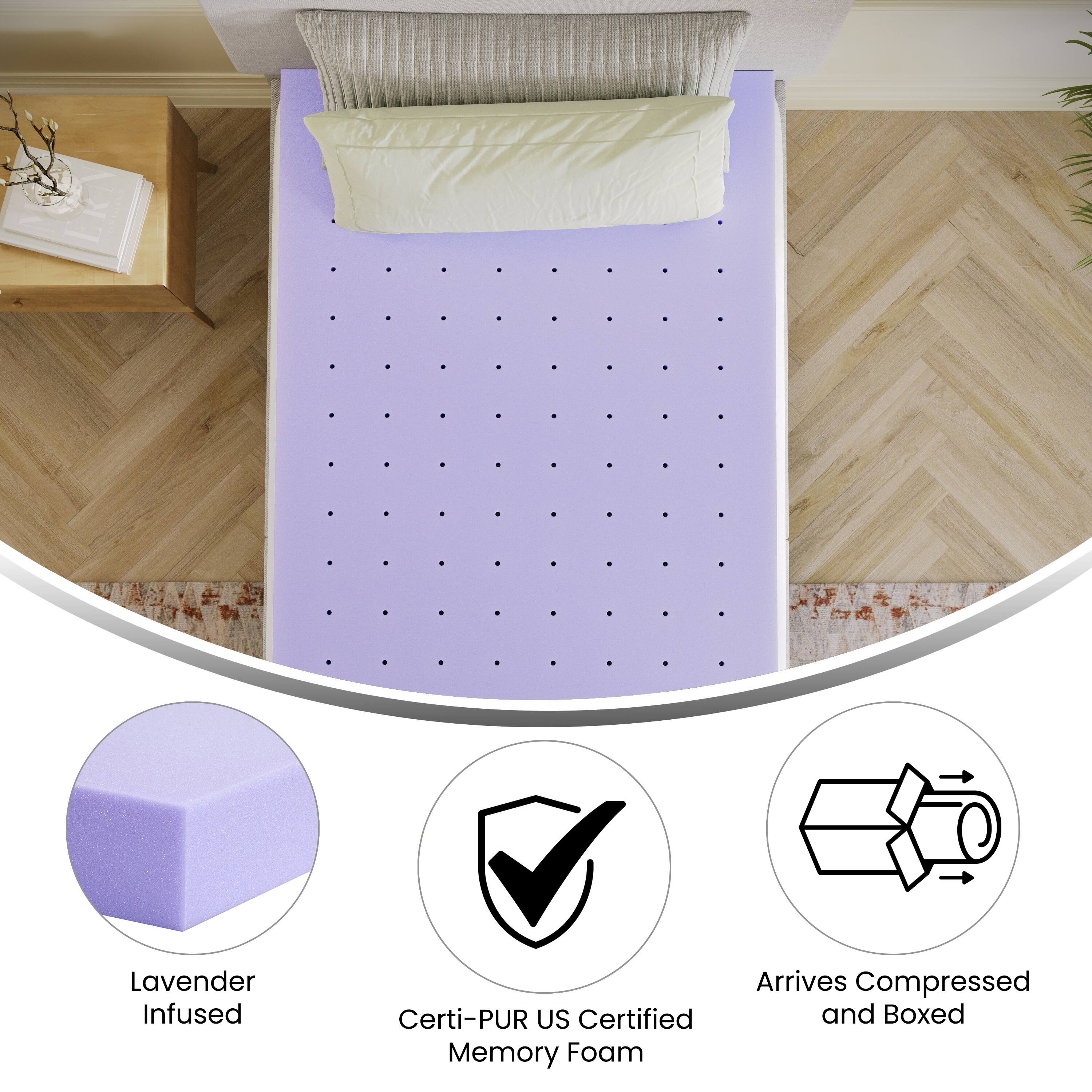 Lavender Infused Certi-PUR US Certified Memory Foam Arrives Compressed and Boxed