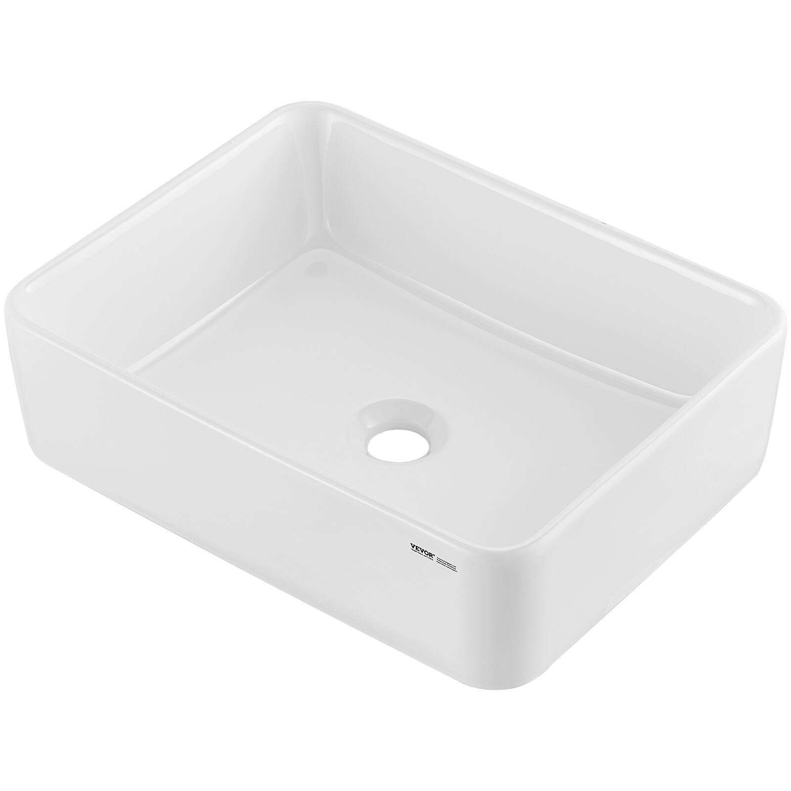 Alt View 5. VEVOR - Rectangle Vessel Sink, 19" x 14.7" Bathroom Vessel Sink Countertop, White Ceramic Bathroom Sinks Above Counter - White.