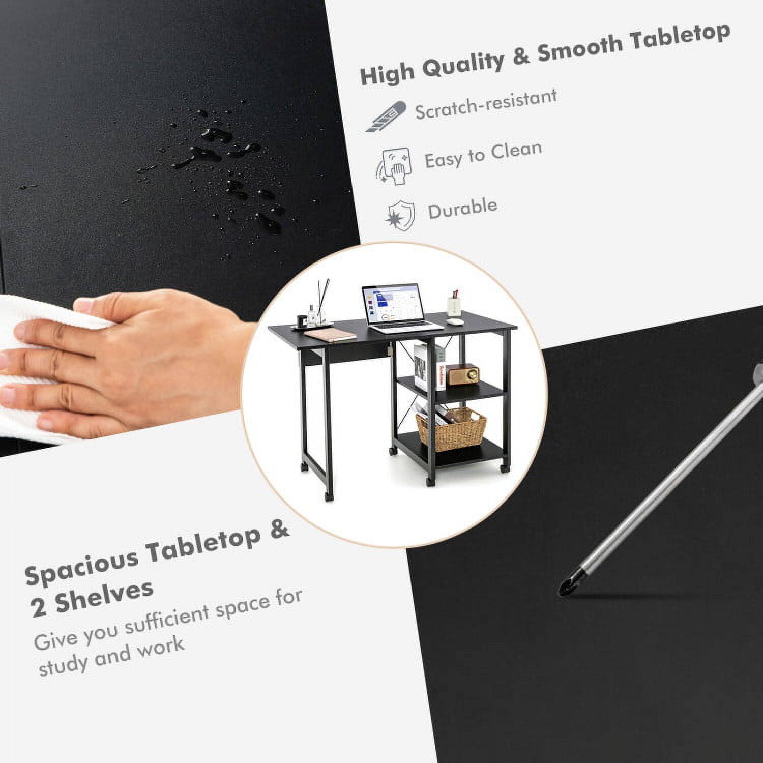 High Quality & Smooth Tabletop  
- Scratch-resistant  
- Easy to Clean  
- Durable  

Spacious Tabletop & 2 Shelves  
Give you sufficient space for study and work