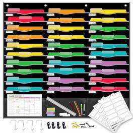 Dapper Styles - 22 Pockets Hanging Wall File Organizer For Legal Letter 34" X 45 12" Pocket Chart Classroom Office Warehous - 33 Pockets