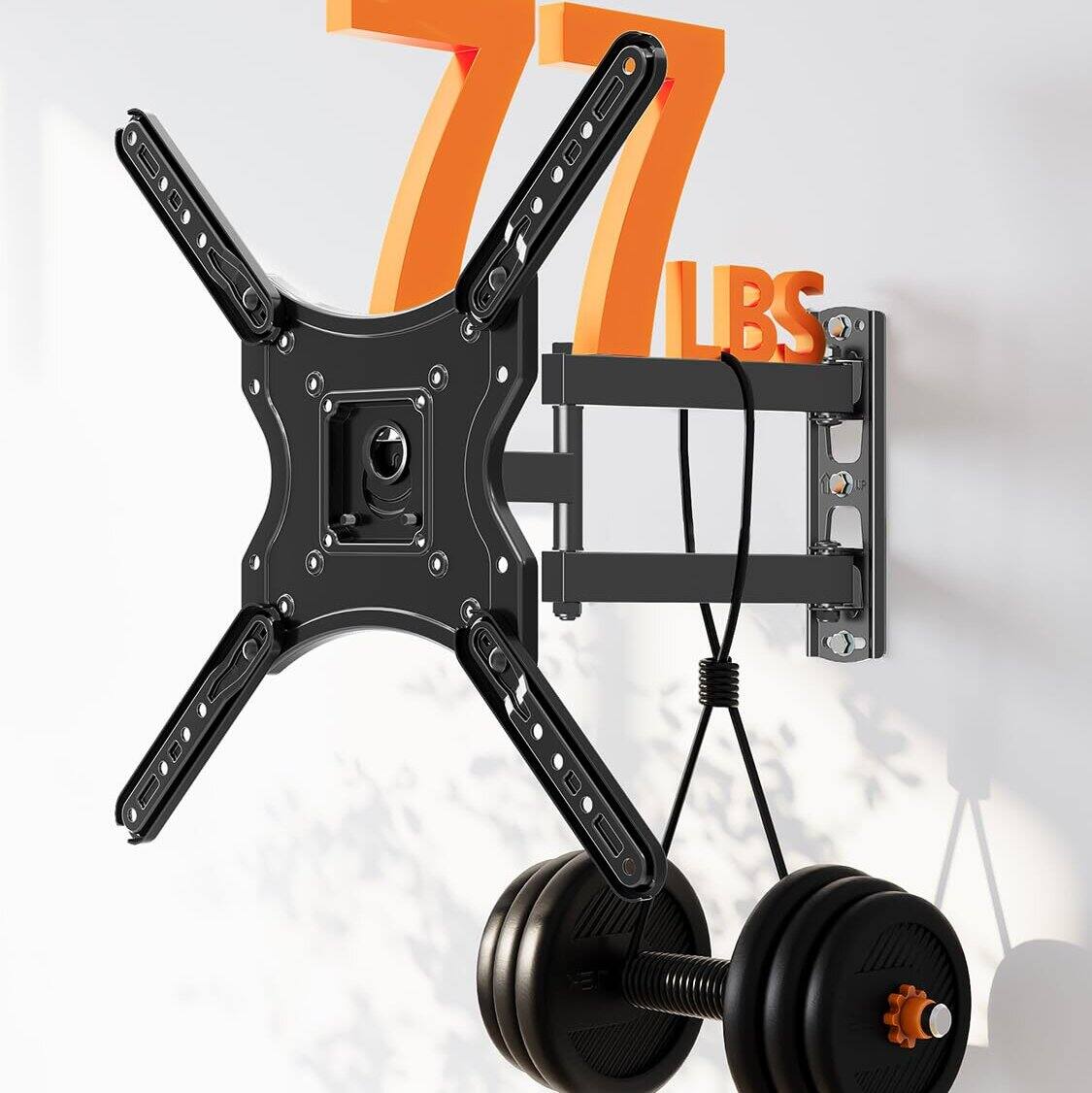 Angle. Dazzed Corner - Full Motion TV Wall Mount for 26–60'' TVs, Swivel Tilt, VESA 400x400 - Black.