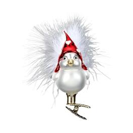 Inge Glas - Lovely Feathers Clip on Bird German Glass Christmas Ornament FREE BOX - White