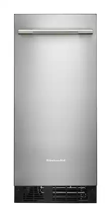 Front. KitchenAid - 15 inch 25-Lb. Ice Maker - PrintShield Stainless Finish.