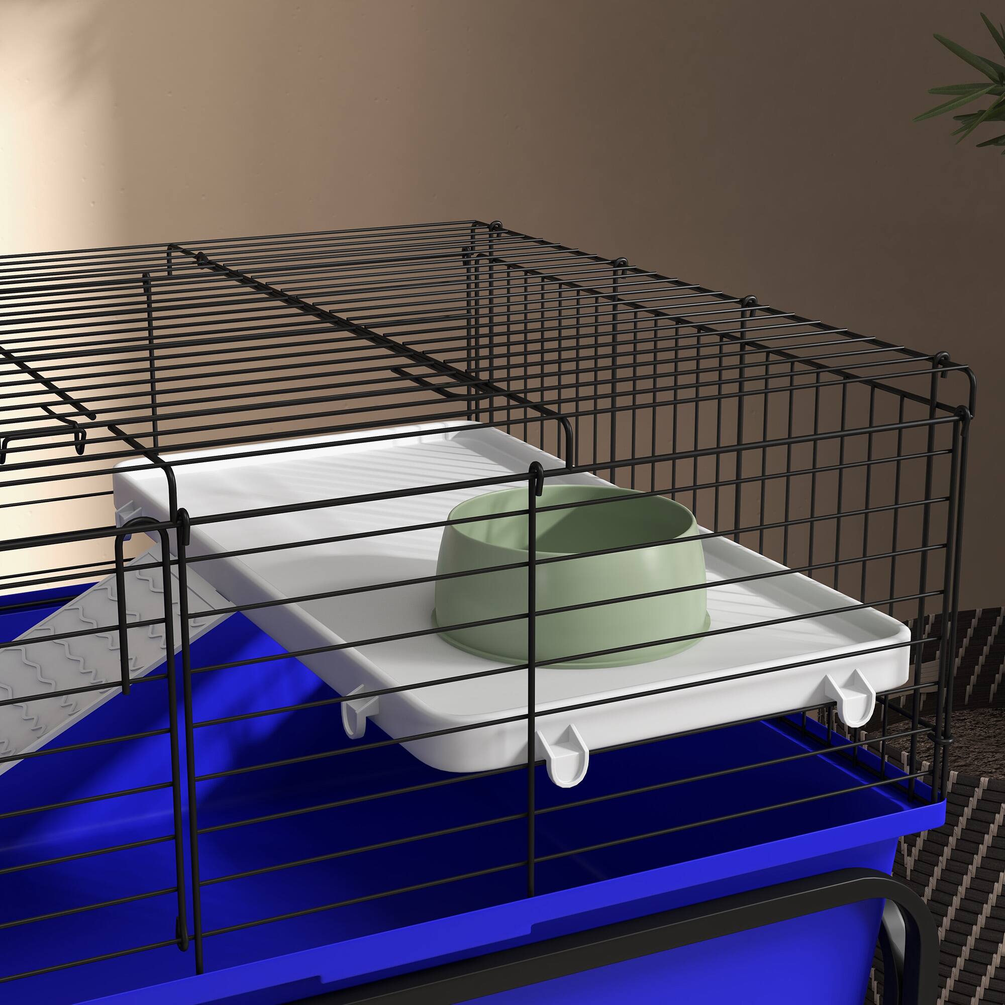Alt View 5. Pawhut - Two-Story Small Animal Cage Removable from Stand, Guinea Pig, Hedgehog, Chinchilla, Shelf & Wheels, Pet Habitat.