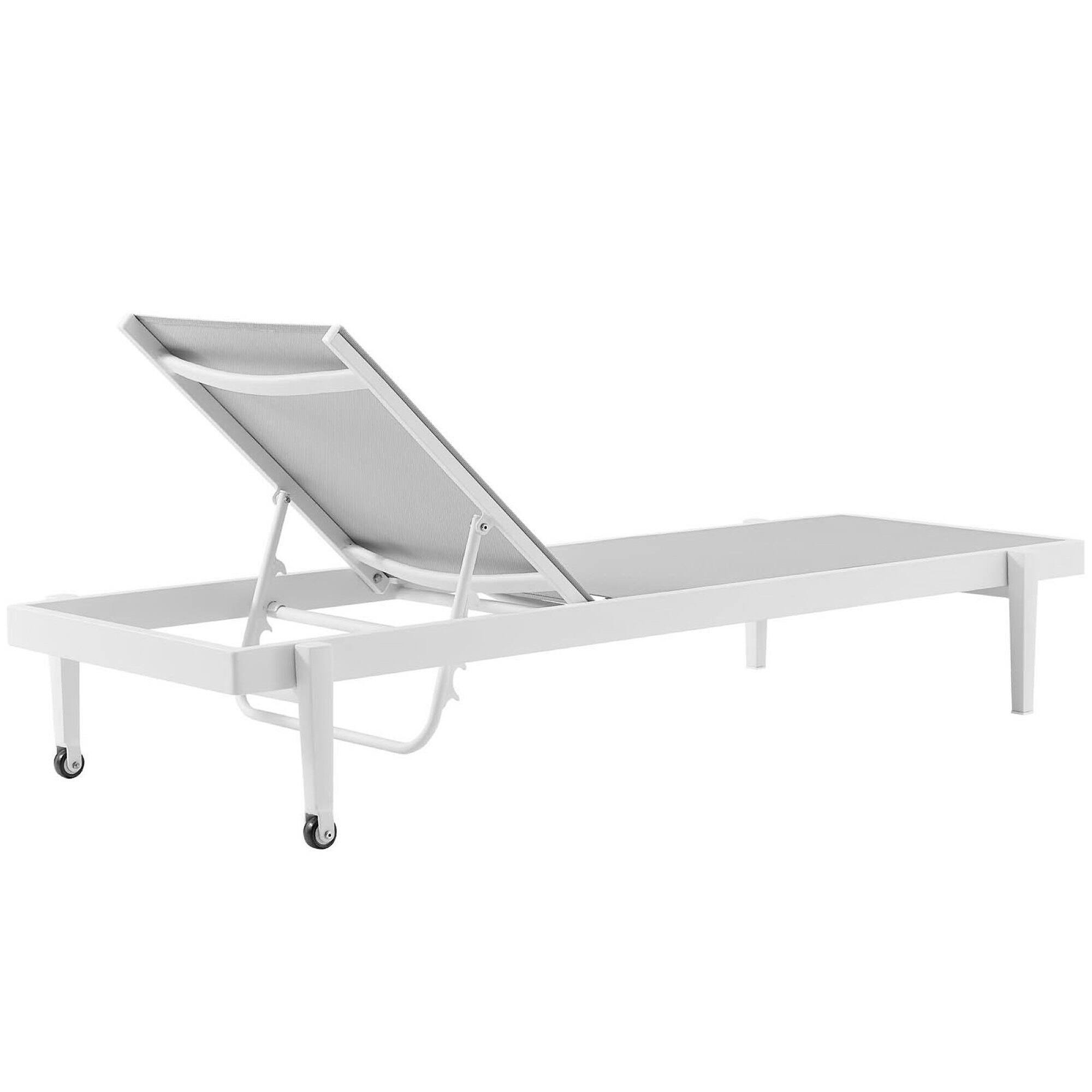 Left. Modway - Charleston Outdoor Aluminum Chaise Lounge Set of 2 - White Gray.