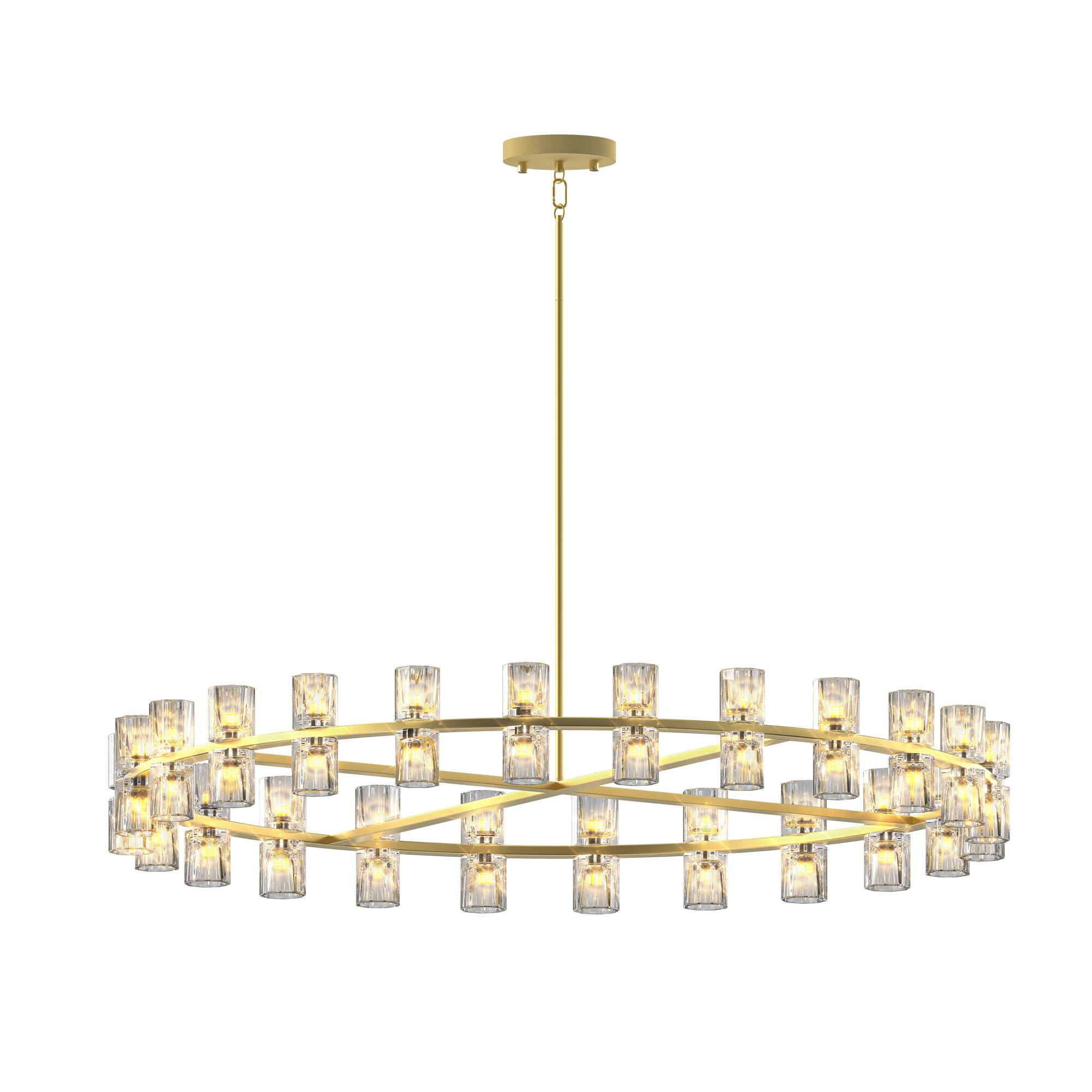 Alt View 4. Tiramisubest - 48" Gold Wagon Wheel Chandelier with Crystal Shade,48 Lights,Modern Farmhouse Style,Ideal for Dining Room,Kitchen.