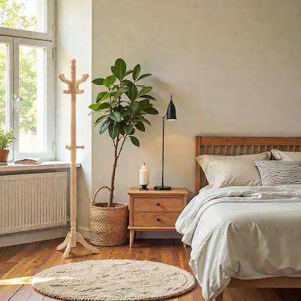 Front. Hivvago - Adjustable Solid Wood Coat Rack with 11 Hooks for Entryway - Natural.