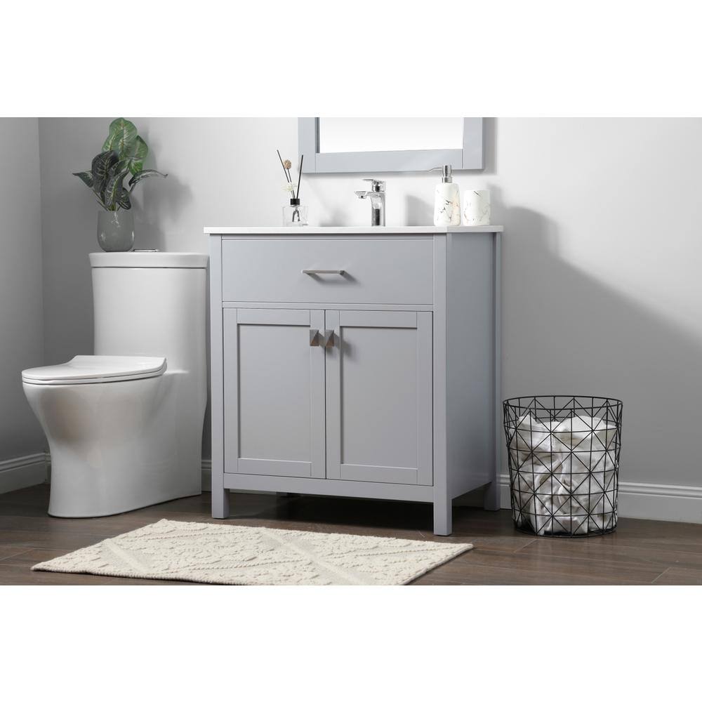 Alt View 9. Elegant Kitchen and Bath - 30 Inch SIngle Bathroom Vanity In Grey - Grey.