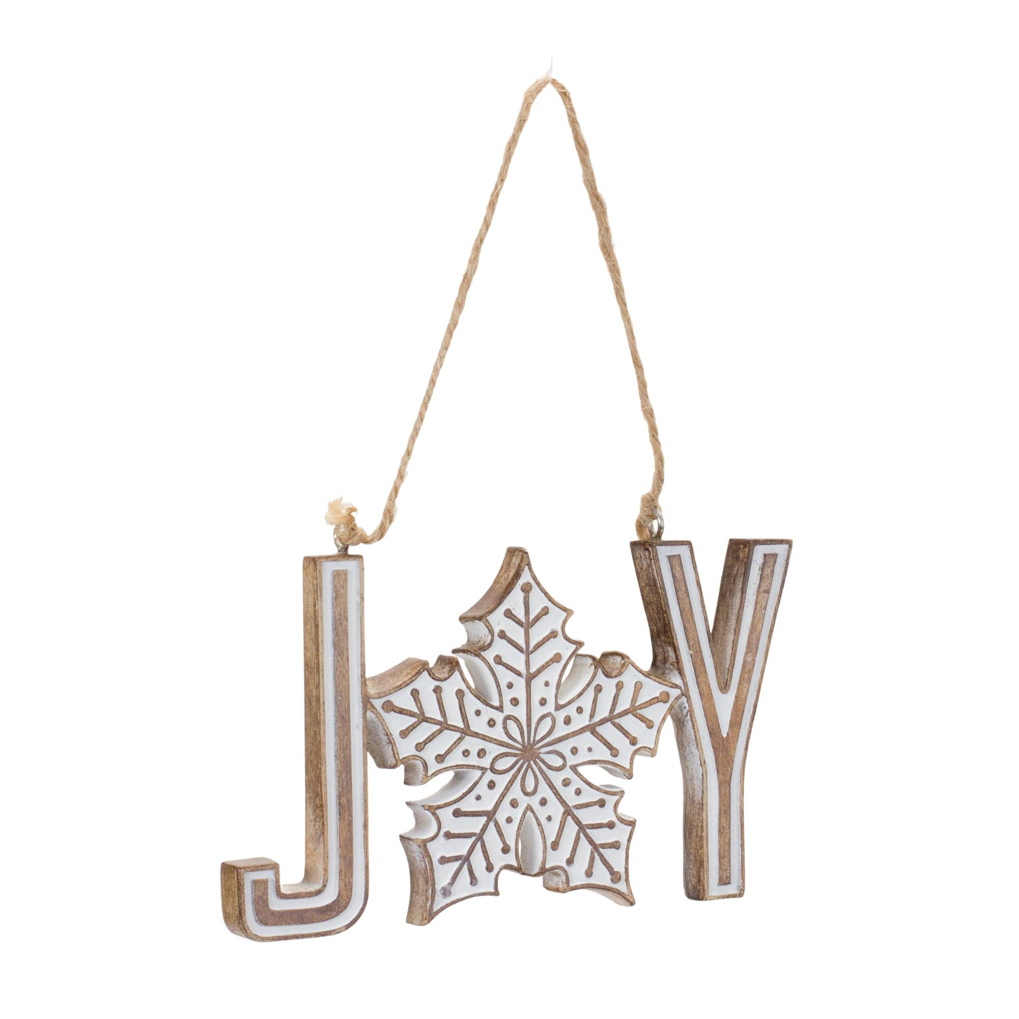 Angle. BreeBe - Joy Noel Snowflake Ornament (Set of 12) - Brown, White.