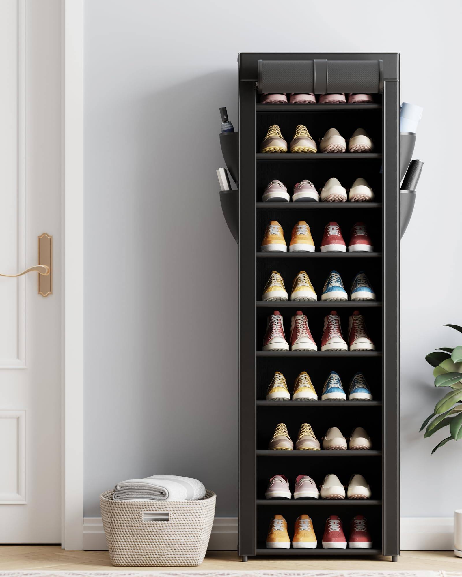 Alt View 1. Refined Abode Design - Shoe Rack Organizer Rack Space Space Small Home Household Essential Item Solution Design - Black 33.6" x 12.4" x 69.3".