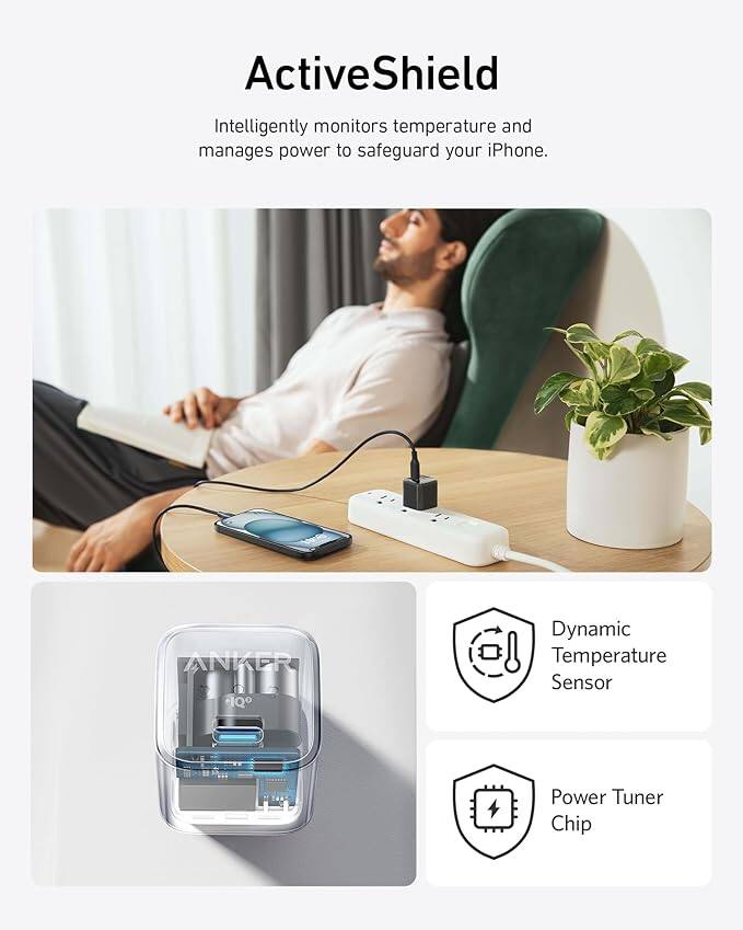 ActiveShield  
Intelligently monitors temperature and manages power to safeguard your iPhone.  

Dynamic Temperature Sensor  
Power Tuner Chip