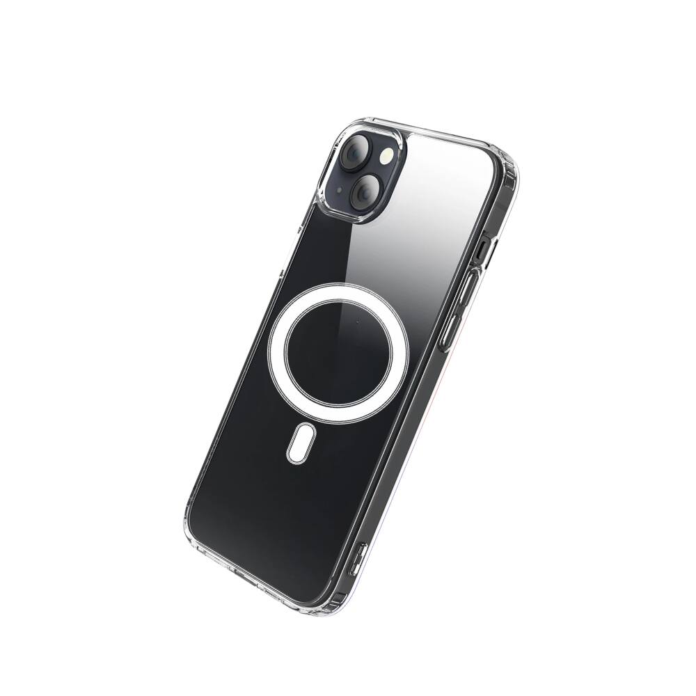 Front. Qixxronics - for iPhone 13 Magnetic Case Shockproof Phone Cover Compatible with Wireless Charging for iPhone 13 - Clear.