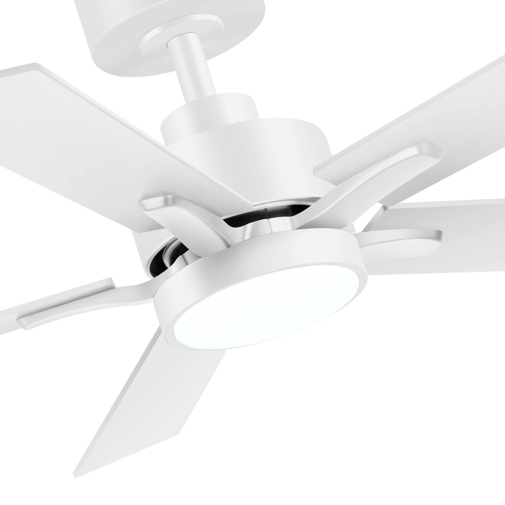 Back. Breezary - 42-in Integrated LED Ceiling Fan with Remote, 3-Color Light, 5 Blades, Reversible DC Motor - Matte White.