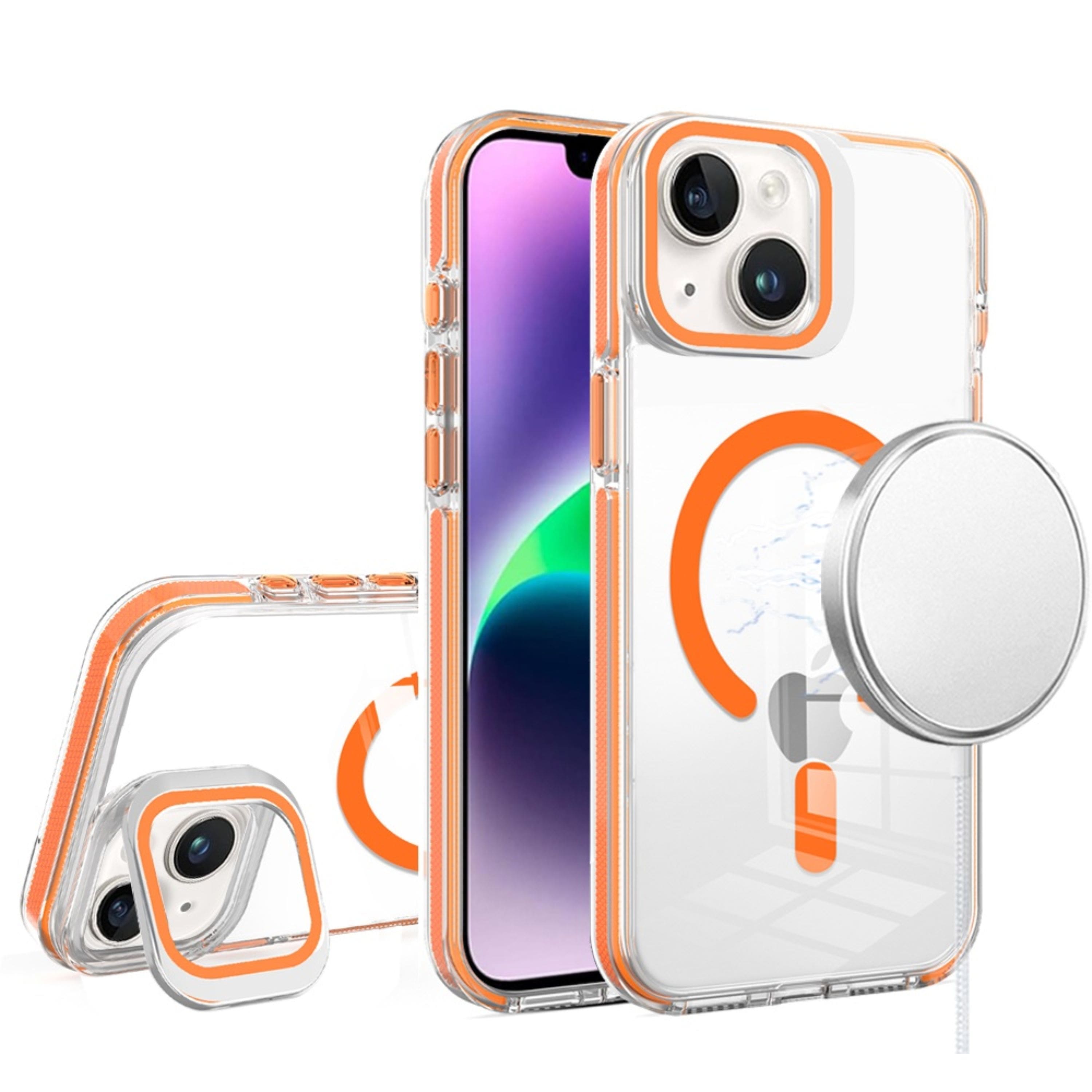 Kitcheniva - Camera Stand Magnetic Charging Case With Tempered Glass For iPhone 13/14 - Cosmic Orange price history on PriceWatchPro