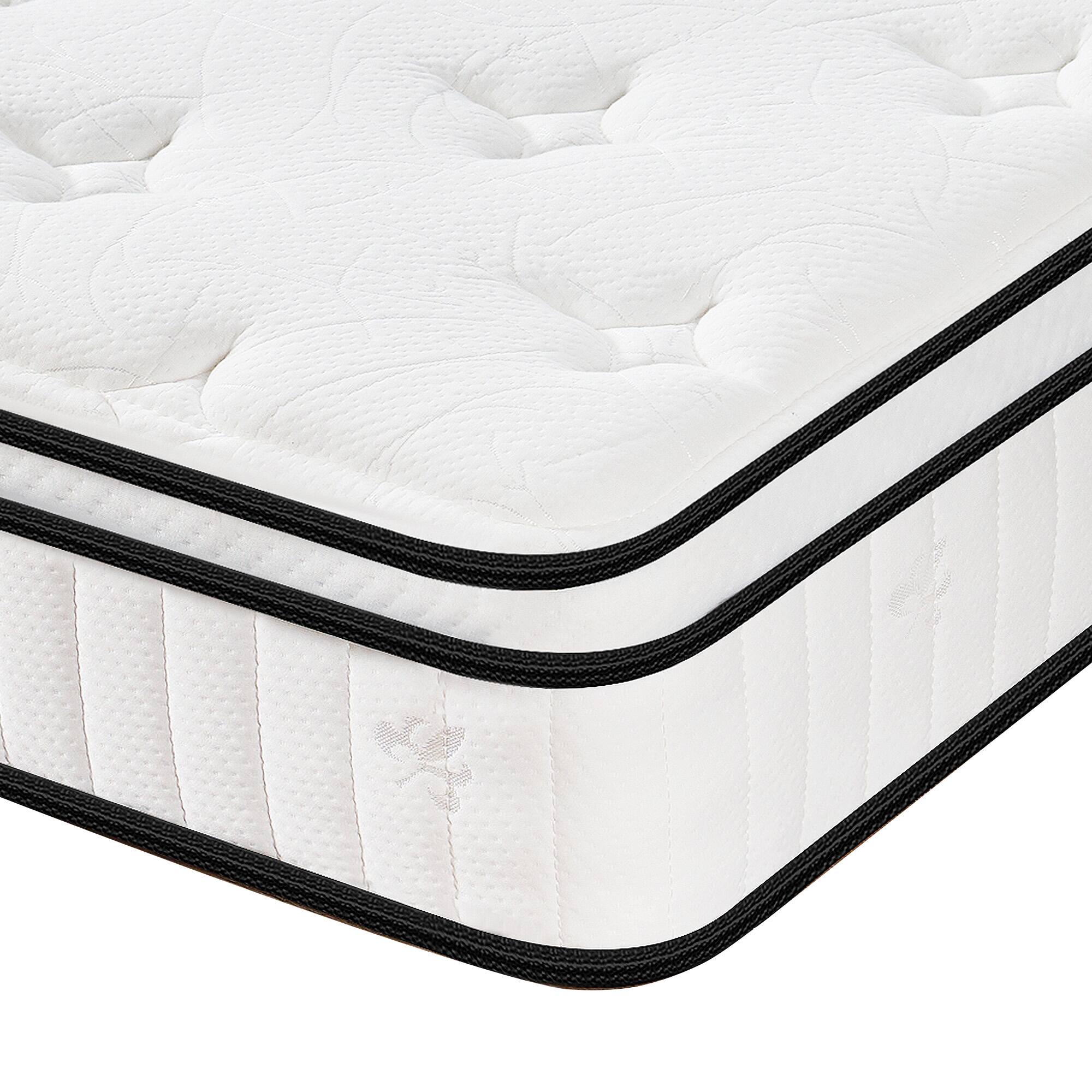 Angle. KERDOM - 12'' Spring Bed Mattress, Medium Firm Mattress for Pressure Relief, Individual Pocket Strong Edge Support Comfort Sleep - White.