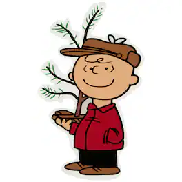 Northlight - Peanuts Charlie Brown with Iconic Tree Double Sided Christmas Window Cling Decoration - Red