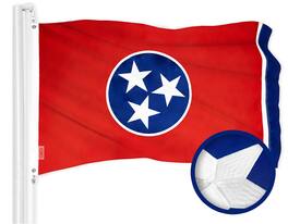 G128 - Tennessee State Flag, 2.5 x 4 ft Embroidered 300D Polyester with Brass Grommets - Assorted Colors