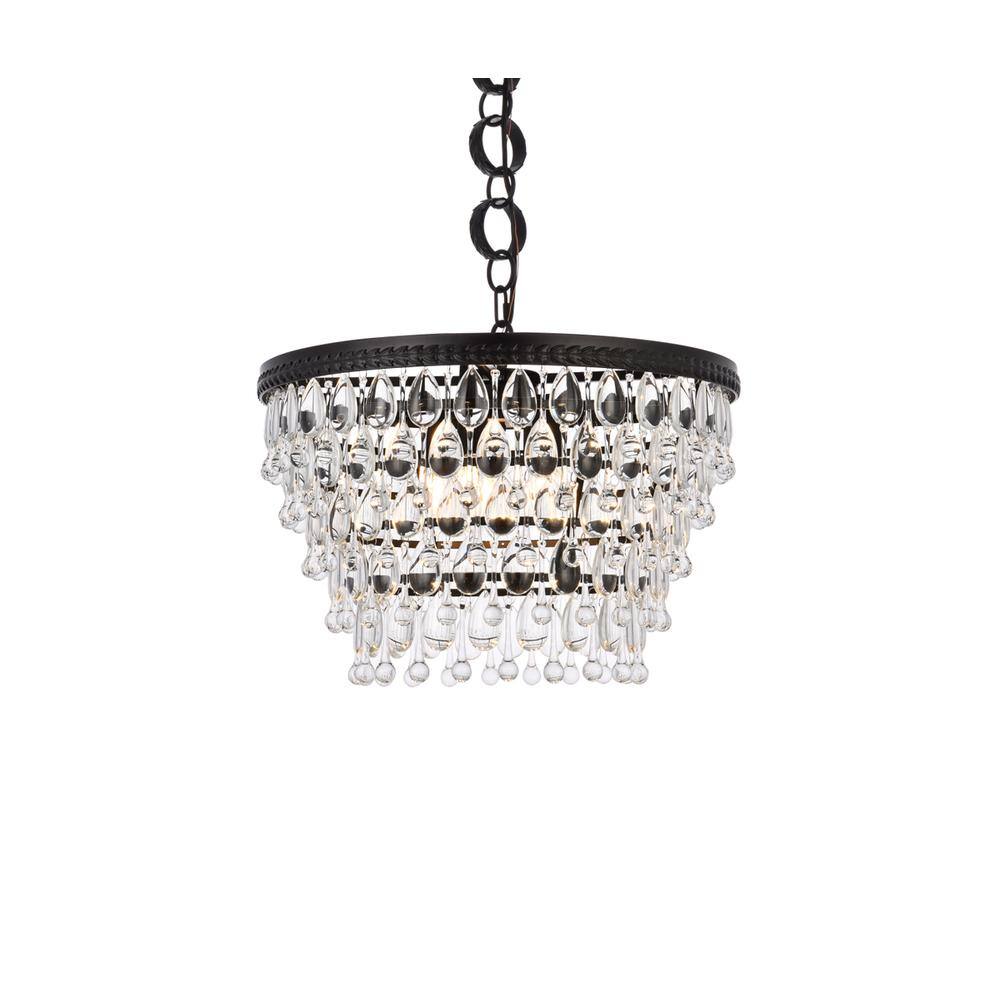 Alt View 4. Elegant Lighting - Nordic 5 lights black pendant - Black And Clear.