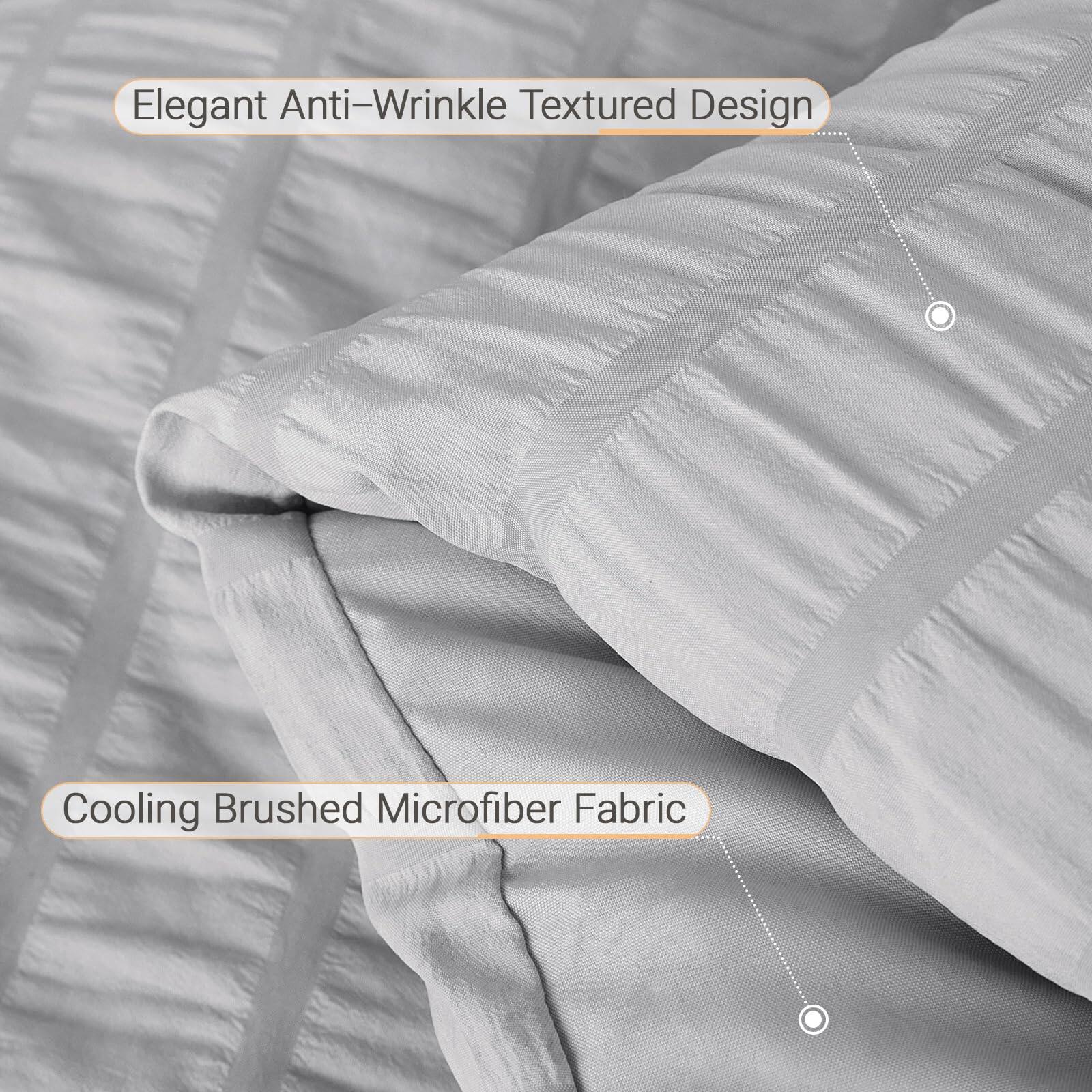 Elegant Anti-Wrinkle Textured Design  
Cooling Brushed Microfiber Fabric