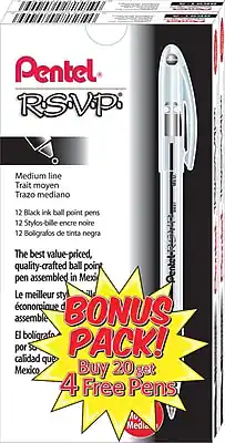 Pentel - R.S.V.P. Ballpoint Pens, Medium Point, 24/Pack - Black Ink