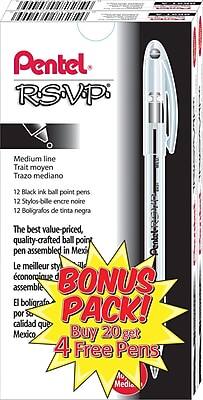 Pentel - R.S.V.P. Ballpoint Pens, Medium Point, Black Ink, 24/Pack (BK91ASW-US)