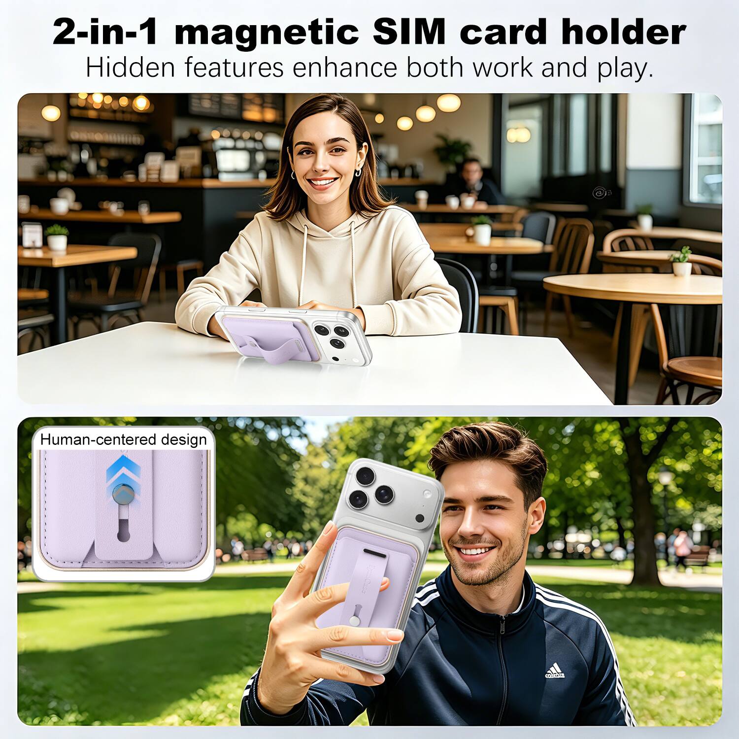 2-in-1 magnetic SIM card holder  
Hidden features enhance both work and play.  

Human-centered design