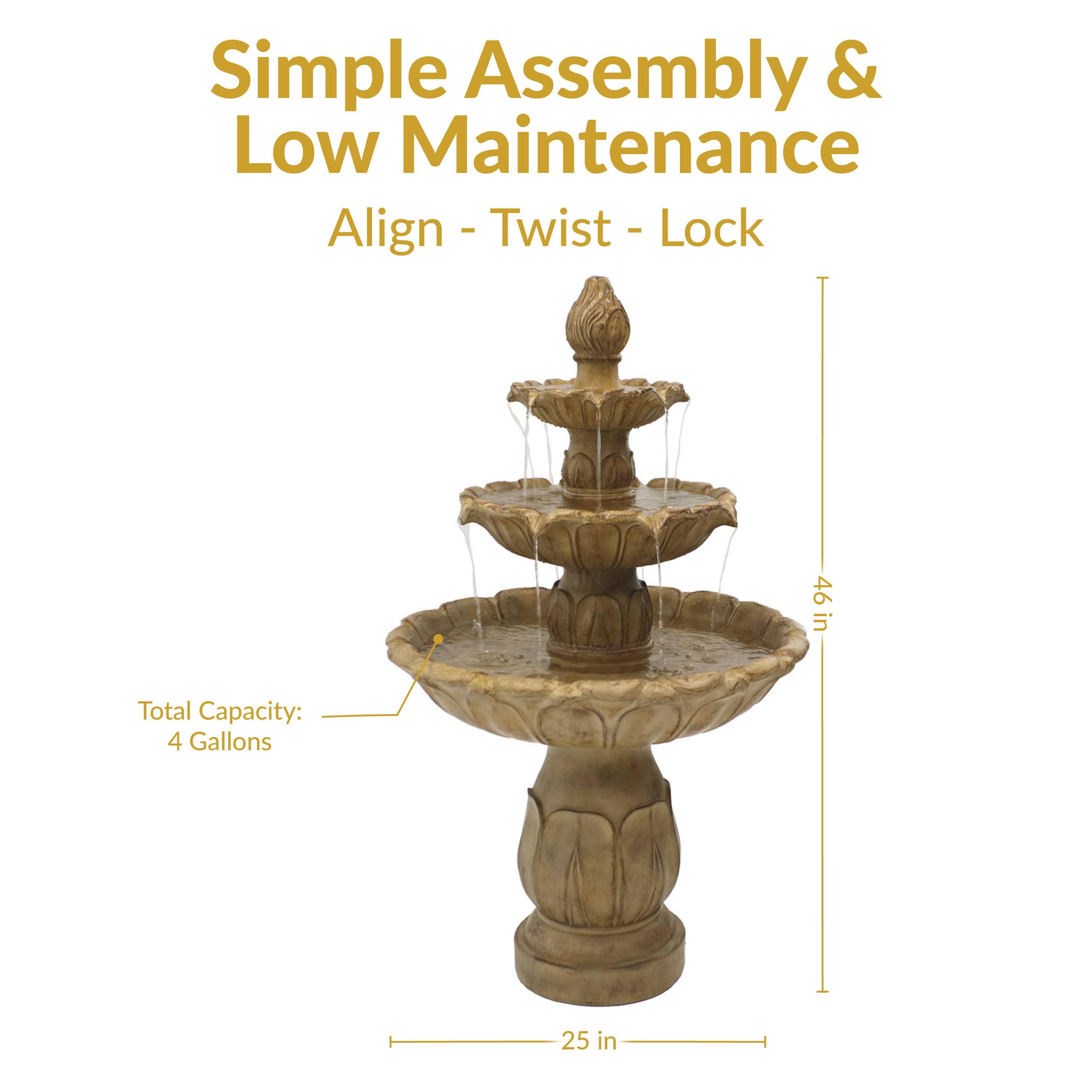 Simple Assembly & Low Maintenance  
Align - Twist - Lock  

Total Capacity: 4 Gallons  
46 in  
25 in