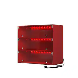 Spaco - 3 Layers Glass Door Shoe Box Shoe Storage Cabinet For Sneakers With RGB Led Light - Red
