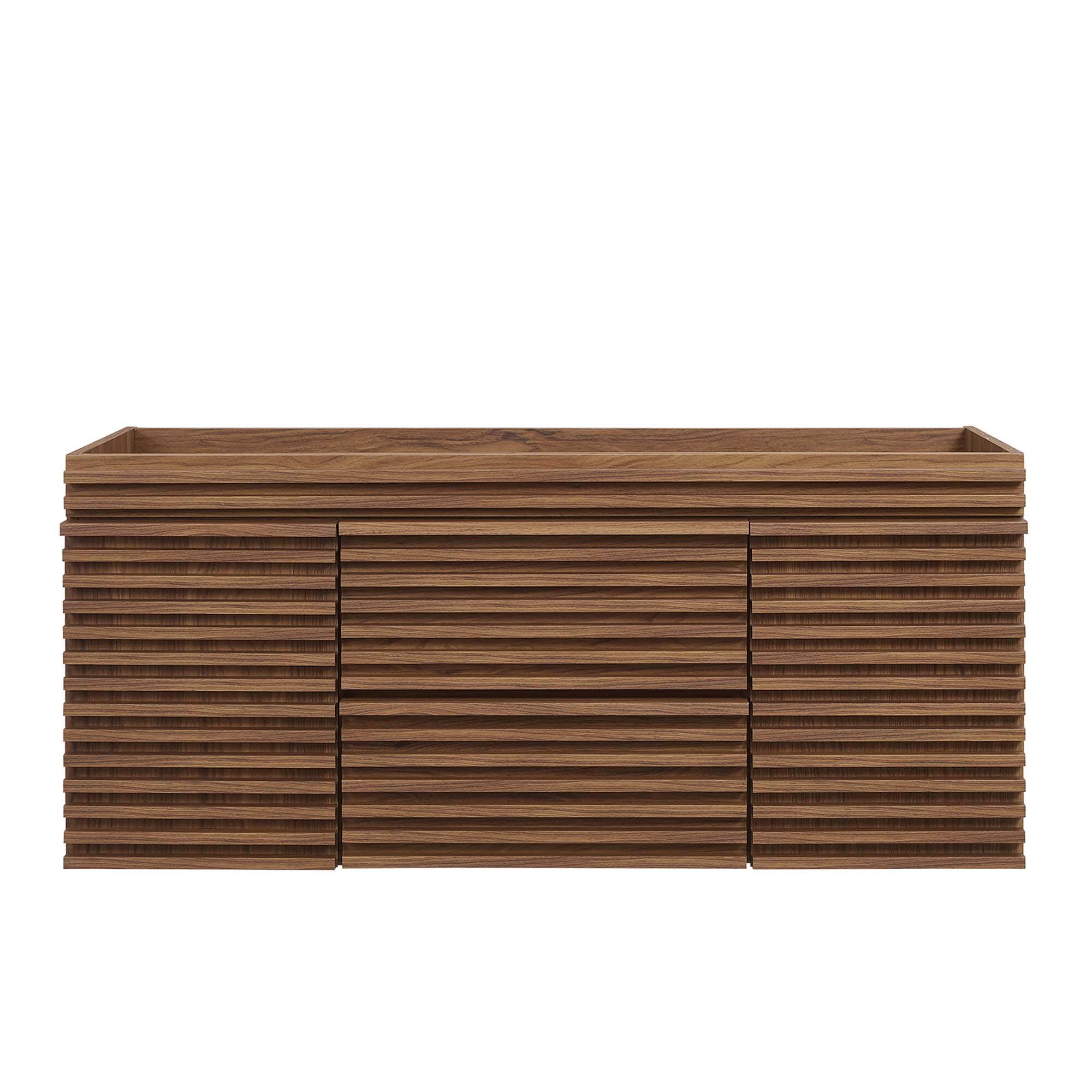 Alt View 4. Modway - Render 48" Wall-Mount Bathroom Cabinet Basin Not Included by Modway - Walnut.