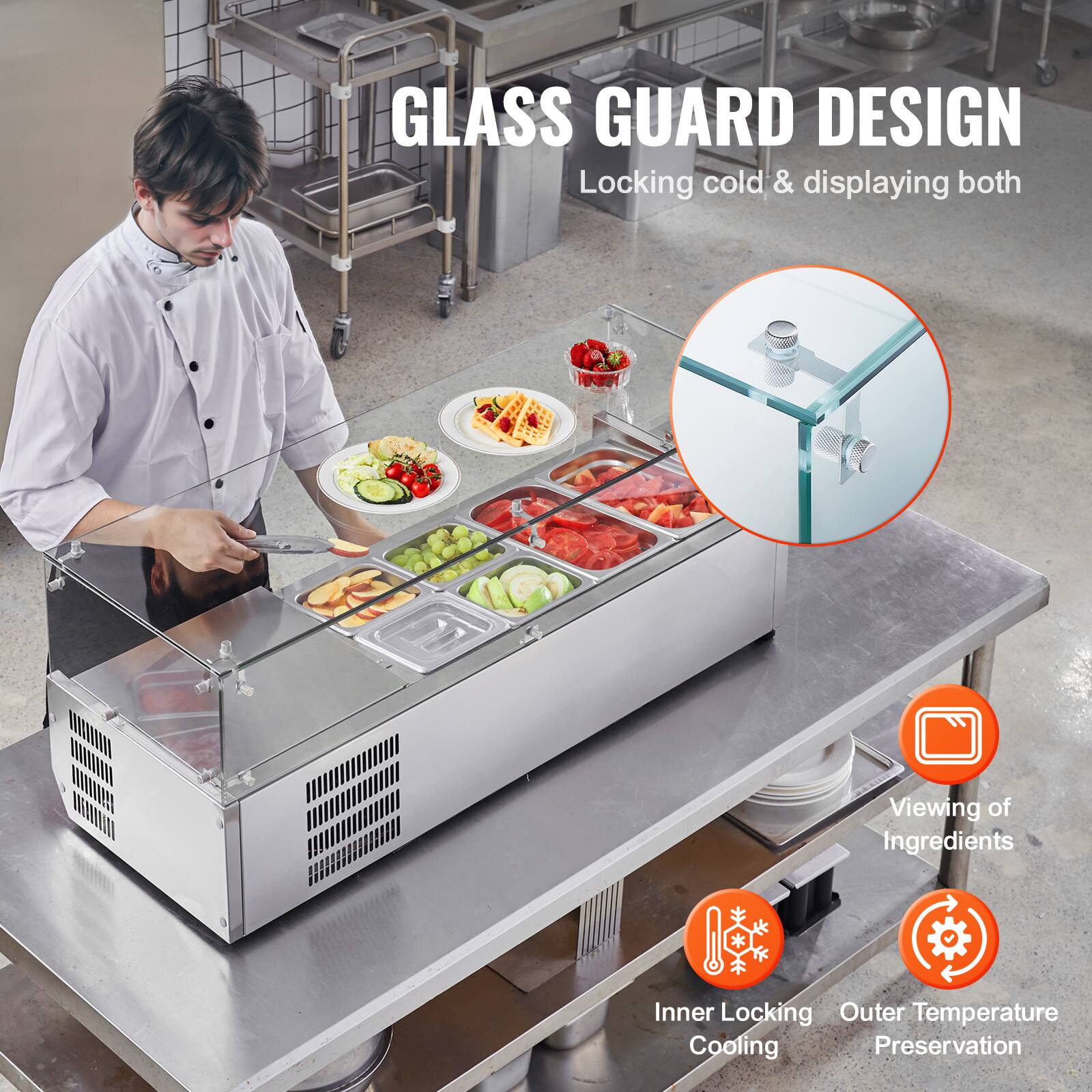 GLASS GUARD DESIGN  
Locking cold & displaying both  

- Viewing of Ingredients  
- Inner Locking Cooling  
- Outer Temperature Preservation
