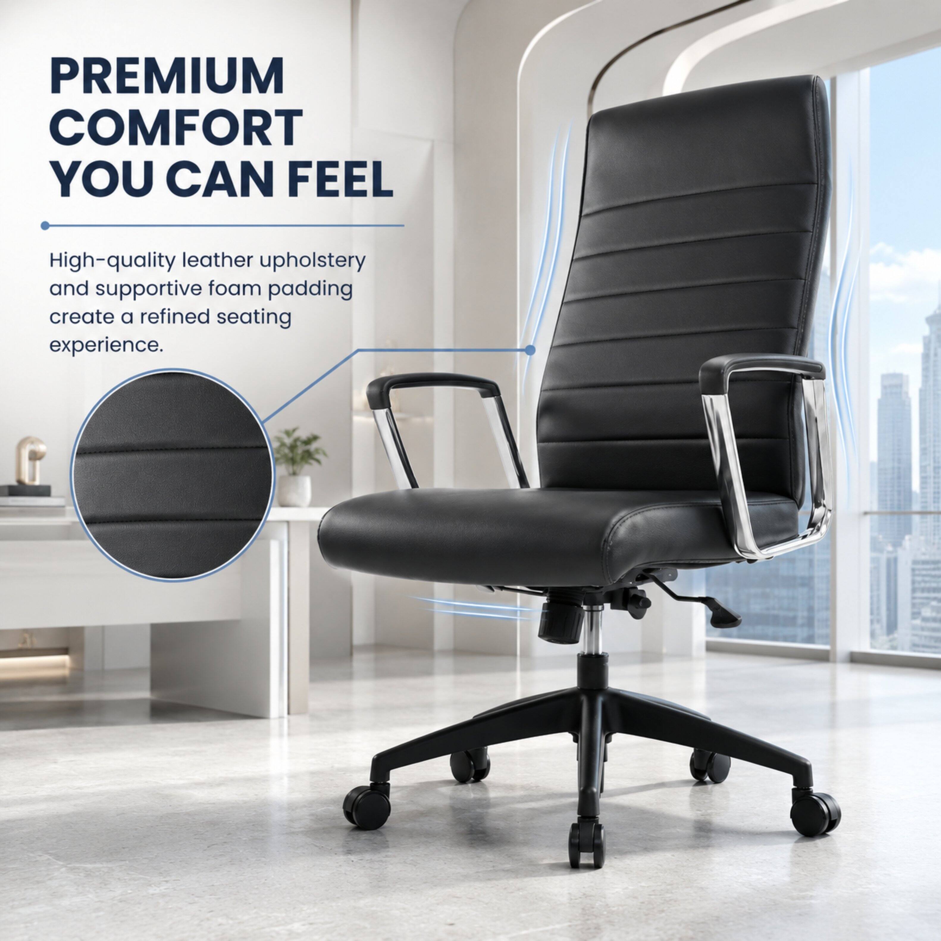 PREMIUM COMFORT YOU CAN FEEL

High-quality leather upholstery and supportive foam padding create a refined seating experience.