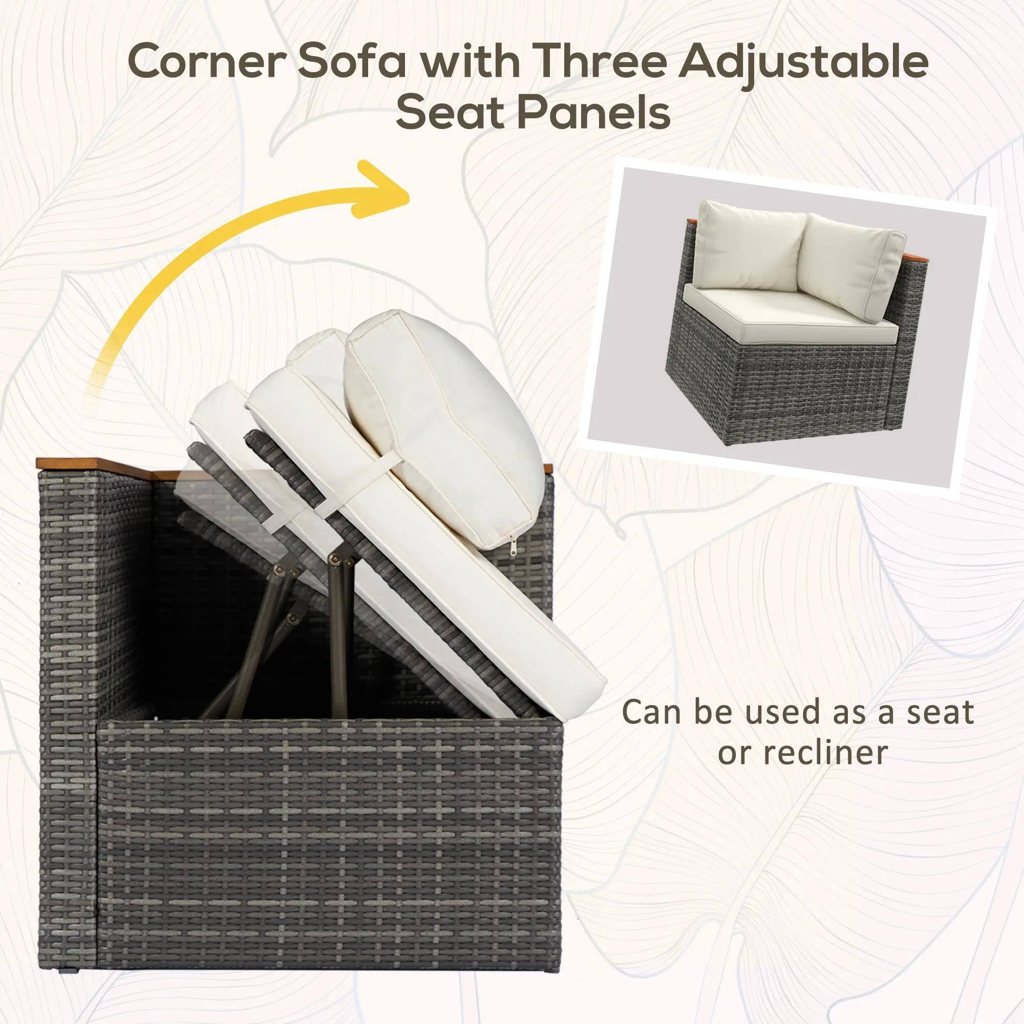 Corner Sofa with Three Adjustable Seat Panels
Can be used as a seat or recliner