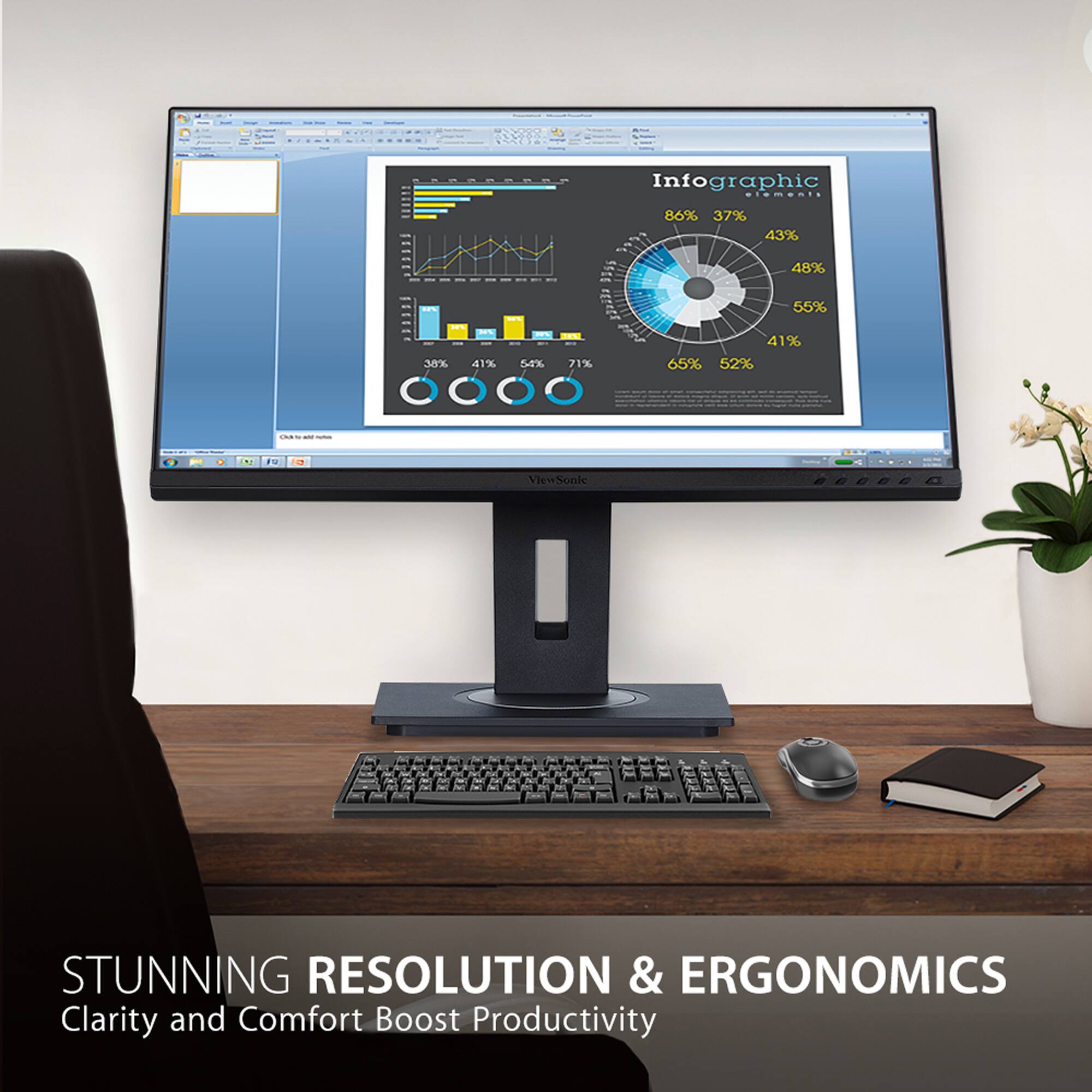 Stunning Resolution & Ergonomics Clarity and Comfort Boost Productivity