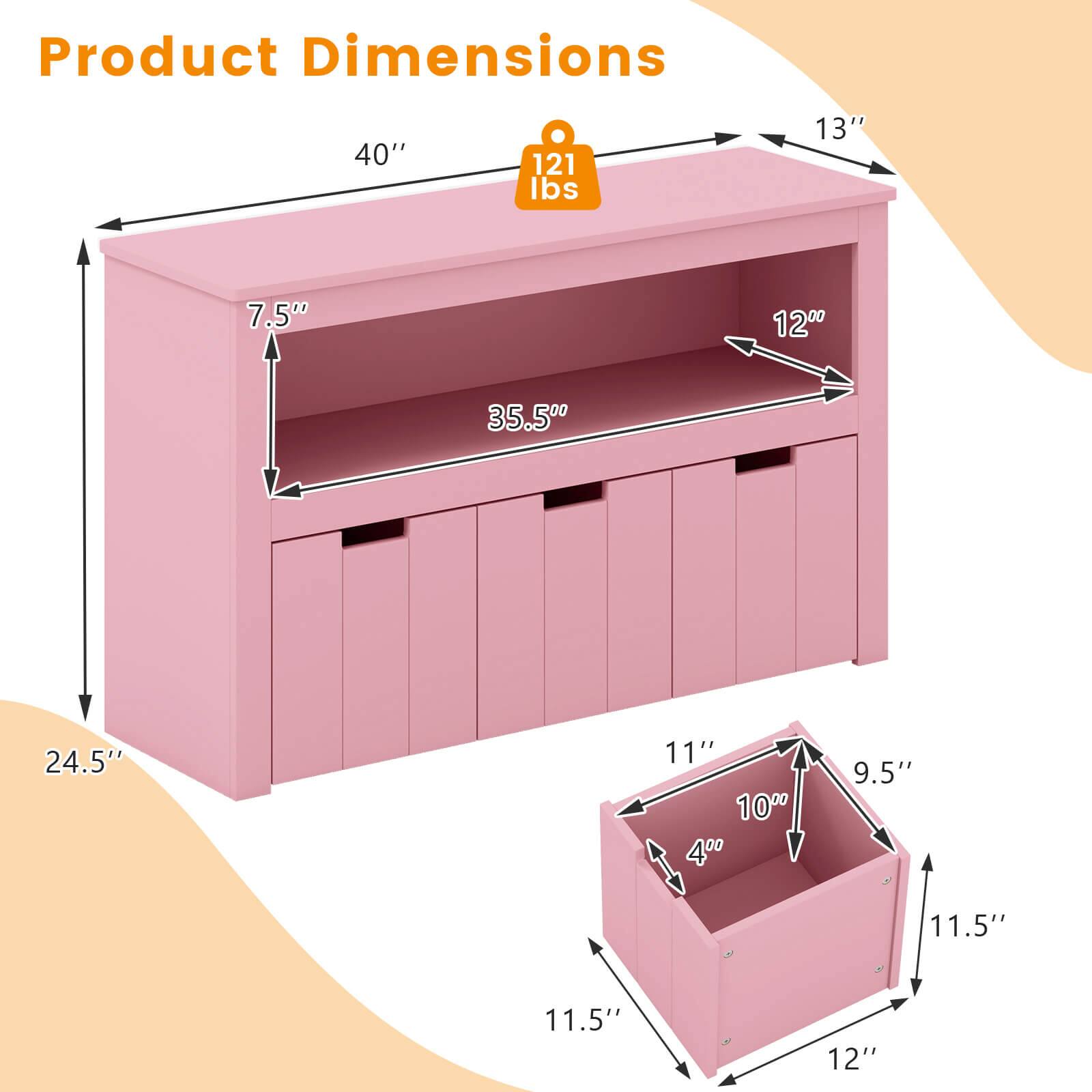 Product Dimensions

- Length: 40"
- Width: 24.5"
- Height: 13"
- Weight: 121 lbs

Drawer Dimensions:
- Length: 35.5"
- Height: 7.5"

Small Drawer Dimensions:
- Length: 11.5"
- Width: 12"
- Height: 11.5"
- Depth: 9.5"
- Width: 11"
- Height: 10"
- Depth: 4"