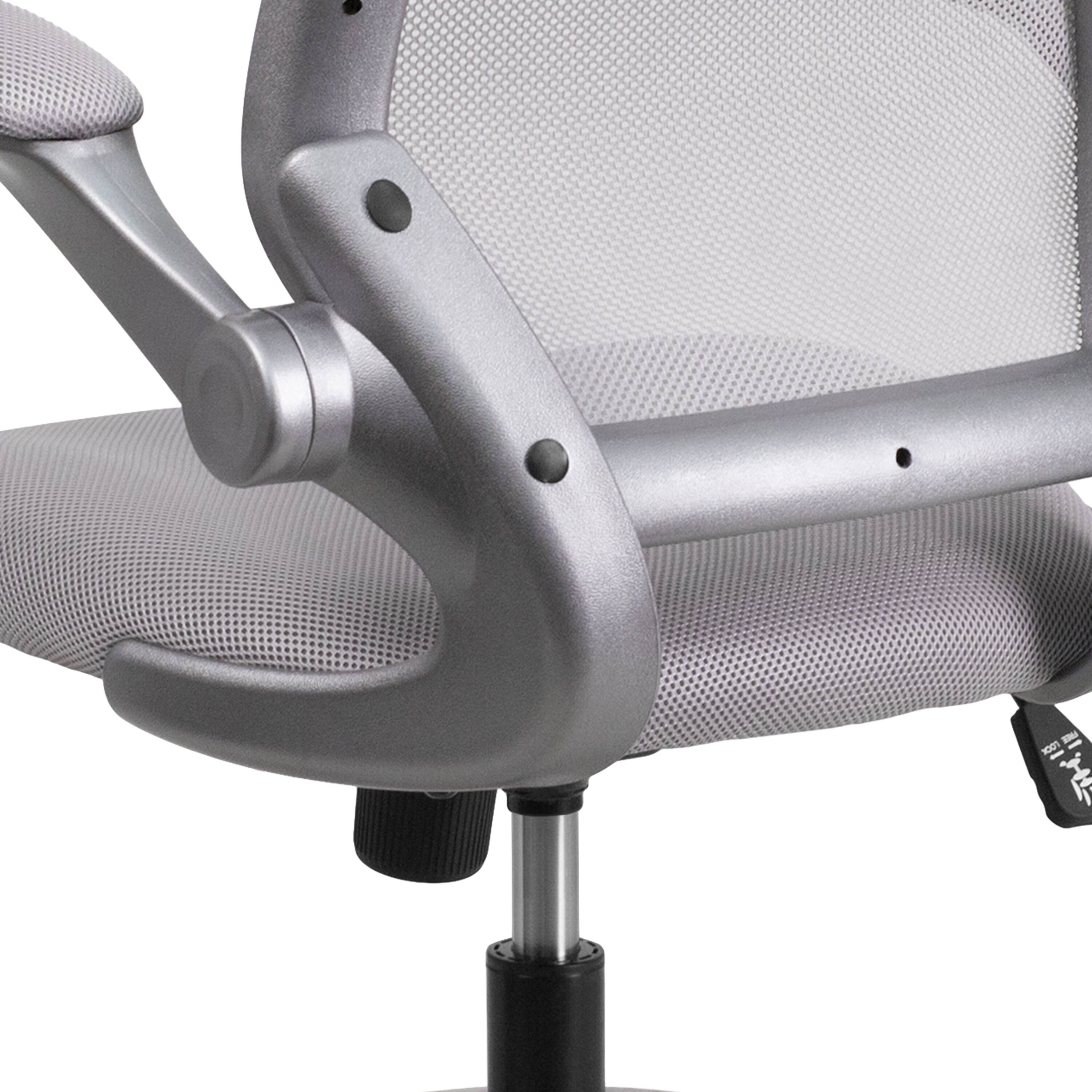 Alt View 8. Emma + Oliver - Mid-Back Mesh Swivel Ergonomic Task Office Chair with Gray Frame & Flip-Up Arms - Gray.