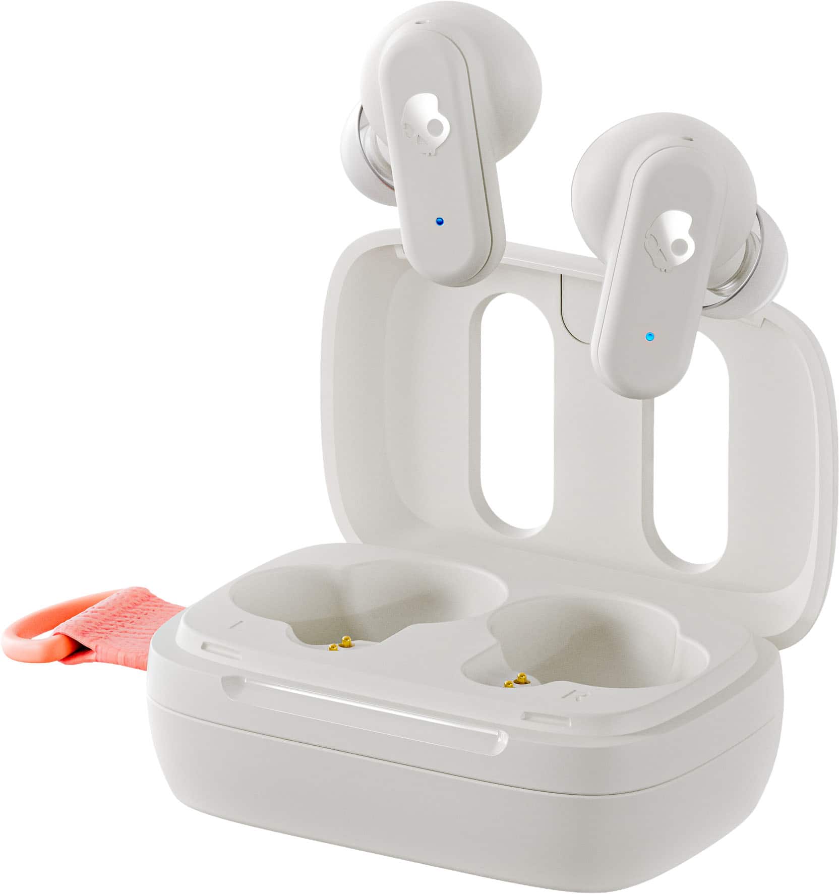 Skullcandy - Dime 3 True Wireless Bluetooth In-Ear Earbuds - Bone/Orange - Front_Zoom