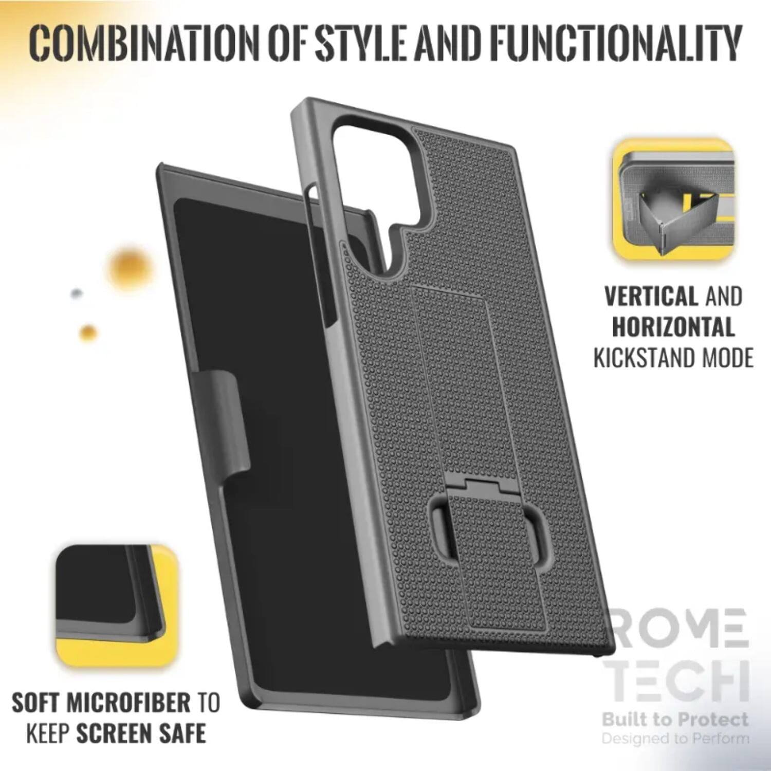 COMBINATION OF STYLE AND FUNCTIONALITY

VERTICAL AND HORIZONTAL KICKSTAND MODE

SOFT MICROFIBER TO KEEP SCREEN SAFE

ROVE TECH
Built to Protect
Designed to Perform