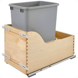 Rev-A-Shelf - Single Pullout Trash Can 35 qt. w/ Soft-close Slides, 4WCSC-1535DM-1 - Metallic Silver
