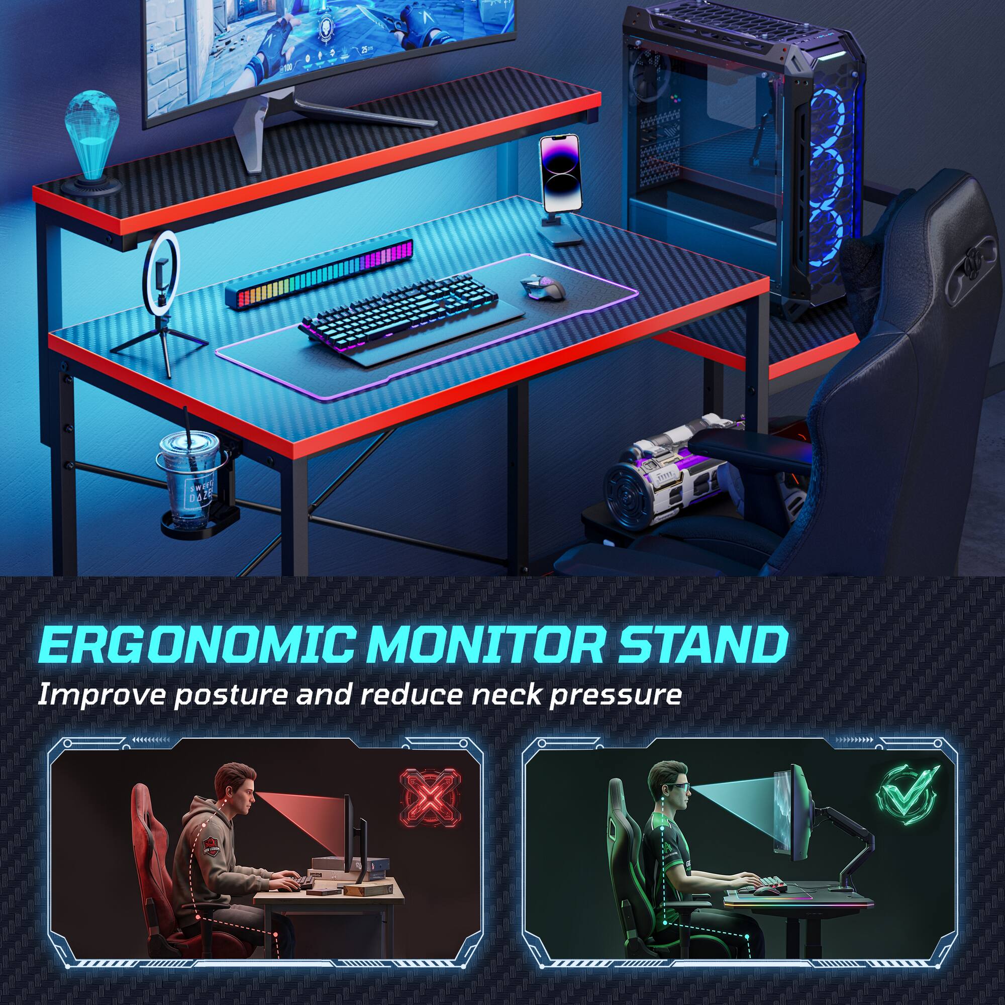 ERGONOMIC MONITOR STAND  
Improve posture and reduce neck pressure