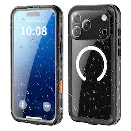 Dteck - IP68 Waterproof Magnetic Case for iPhone 17 Pro Max,Built-in Screen Protector Full-Body Rugged Mag Safe Cover With Strap - Black