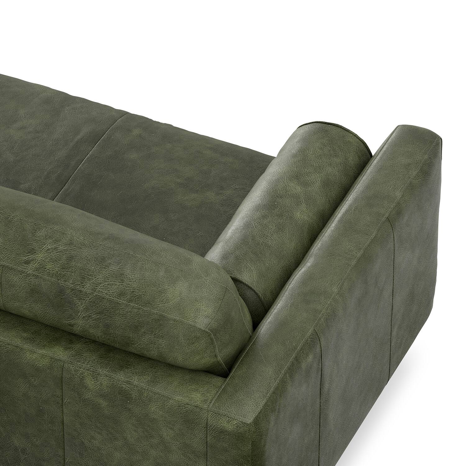 Alt View 6. Simpli Home - Morrison 72-inch Mid-Century Modern Sofa in Moss Green Genuine Leather - Moss Green.