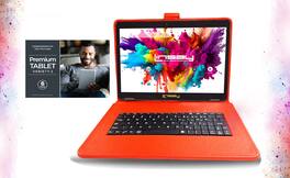 LINSAY - 10.1"Octa Core 128GB Storage Android 15 Tablet with Style Keyboard Premium TABLET Variety Applications - Red