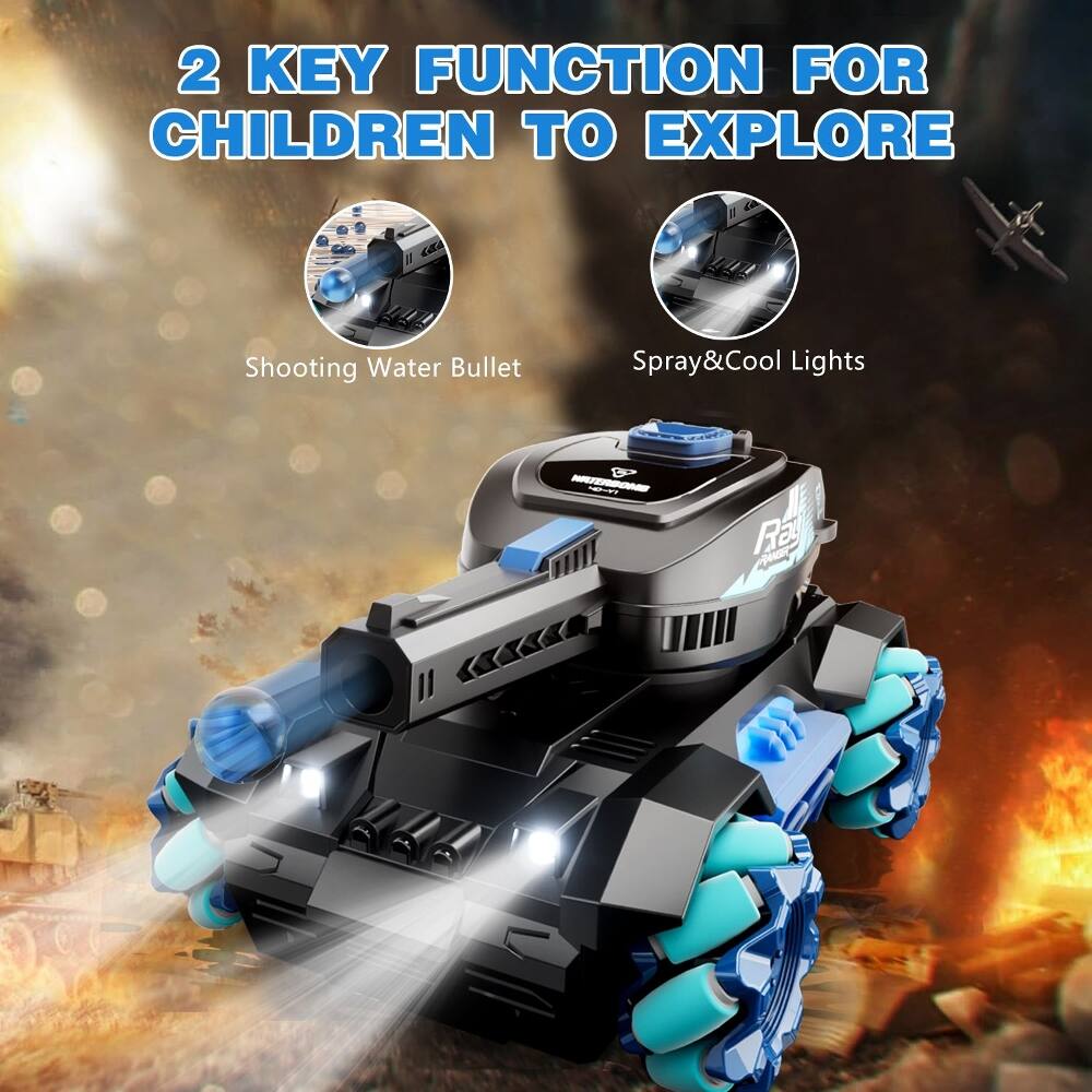 2 KEY FUNCTION FOR CHILDREN TO EXPLORE

- Shooting Water Bullet
- Spray & Cool Lights