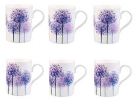 Jiallo - Roy Kirkham LUCY MUG-ALLIUMS, Set of 6, Bone China Ceramic, Made in England - Mutli color